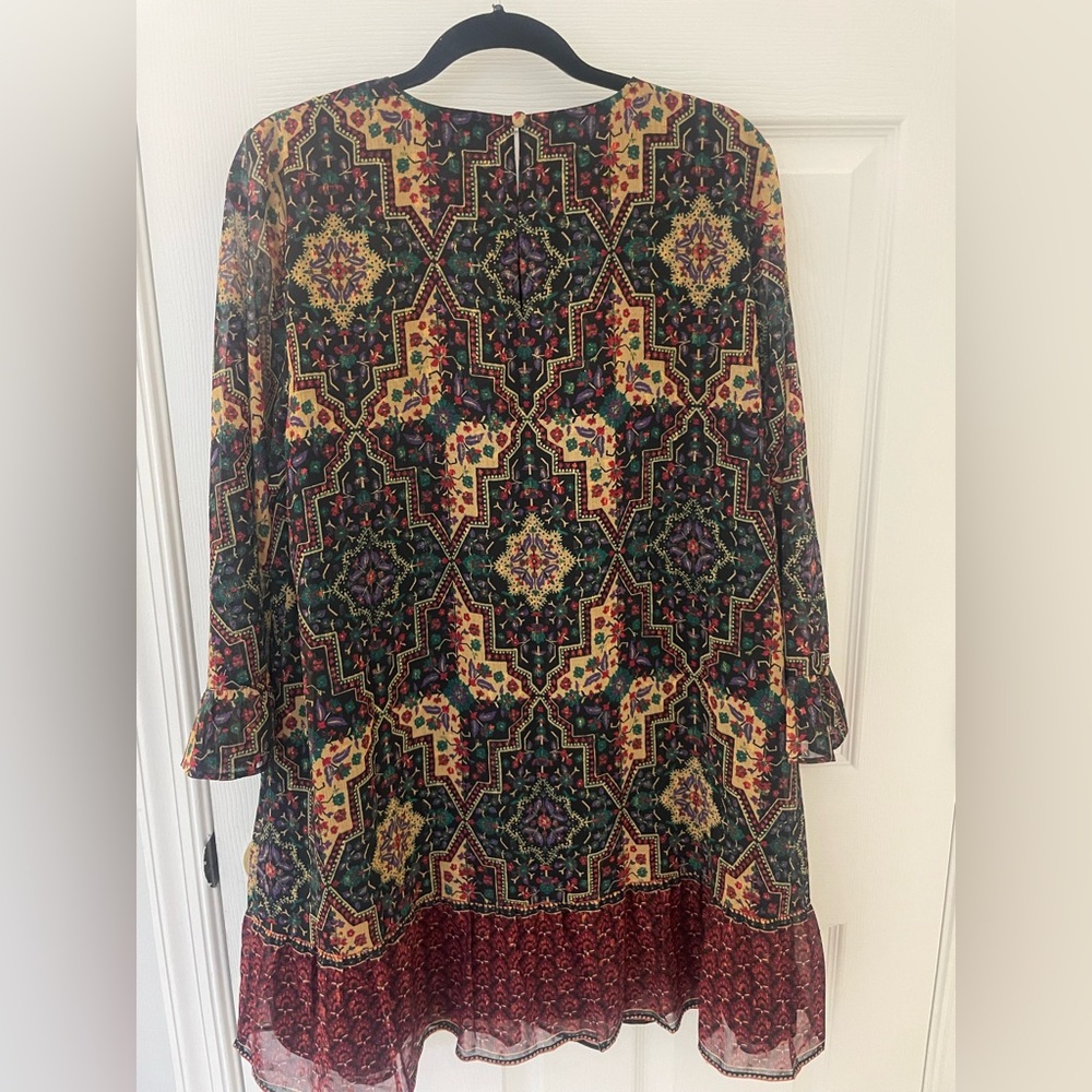 LOFT Geometric Floral Long Sleeve Dress - Multicolor